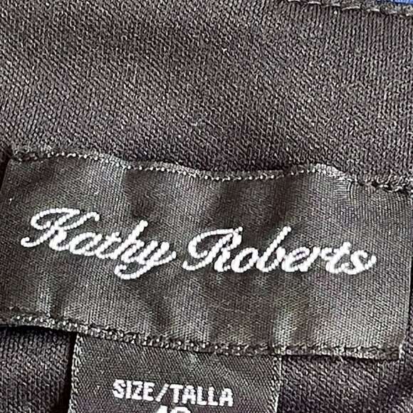 Kathy Roberts Wrap Midi Dress Blue Grey Black Abstract Geometric Cap Sleeve 10 - Picture 5 of 7